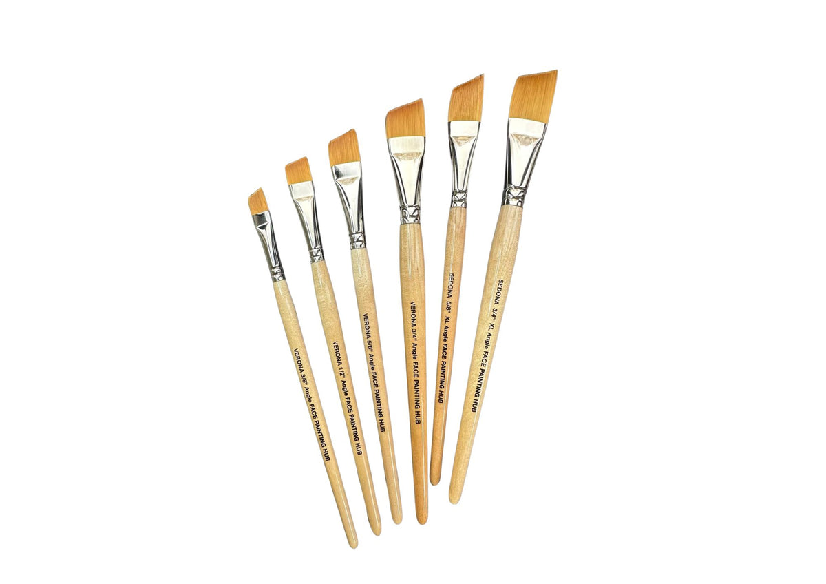 Set of 6 Verona & Sedona Facepainting Hub Angled Brushes (7% off)