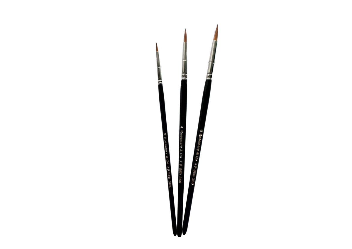 Set of 3 Rosemary & Co Pointed Round Facepainting Brushes
