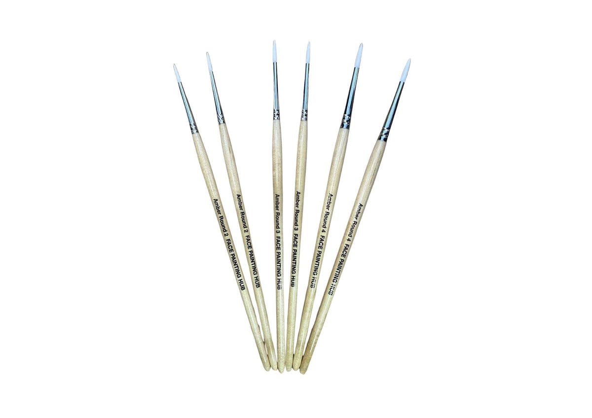 Set of 6 Amber Facepainting Hub No. 2, 3 & 4 Round Brushes (5% off)